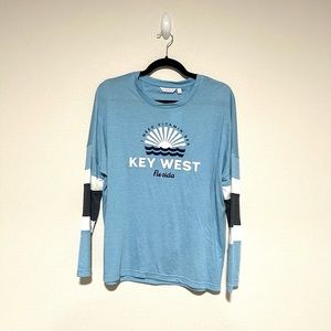 NWT Baby Blue Key West Florida Varsity Style Long Sleeve Shirt, Size Medium